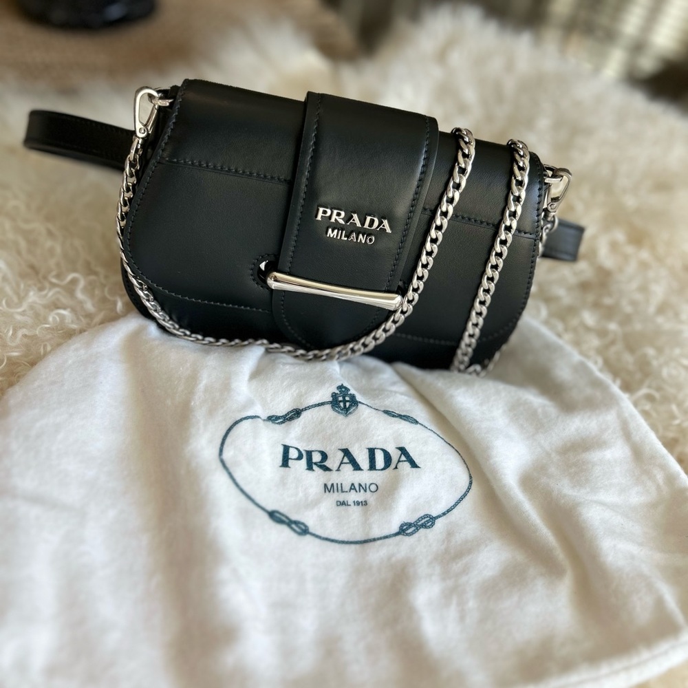 BRAND NEW PRADA City calf  Leather Belt Bag in Black